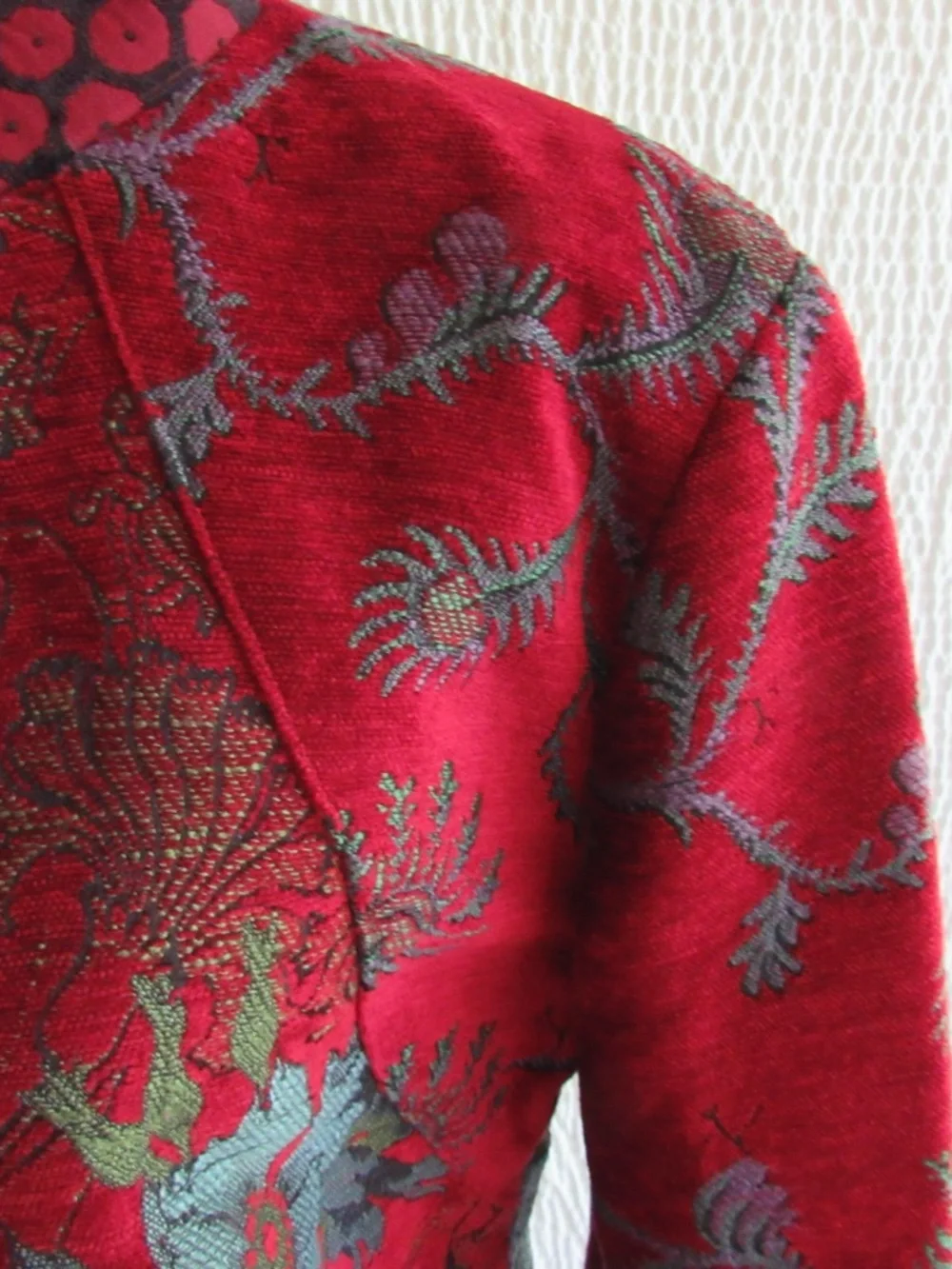 Mary Lynn O'Shea Women's Tapestry Jacket Blazer Colorful Red Gray Vintage P